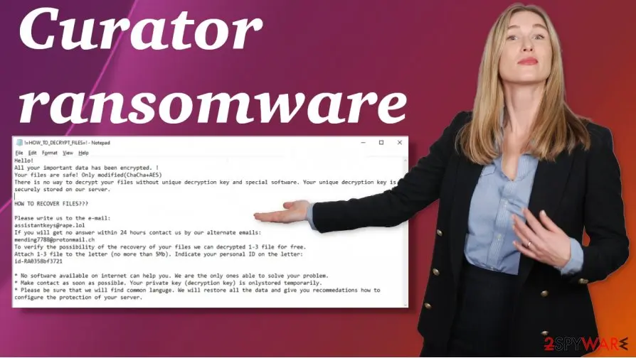 Screenshot of Curator ransomware: screenshot