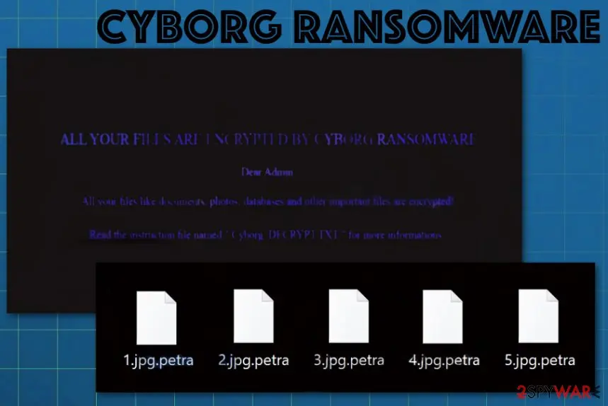Screenshot of Cyborg ransomware: virus