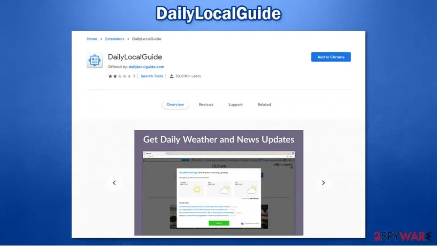 Screenshot of DailyLocalGuide: browser hijacker