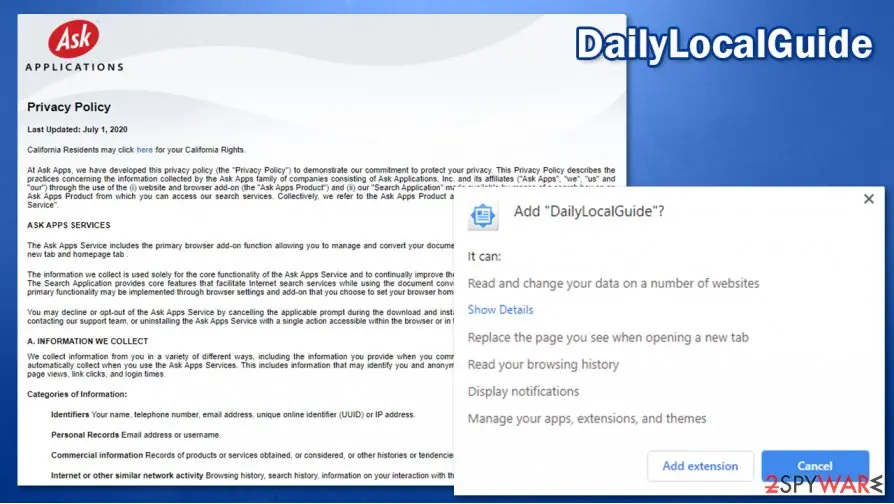 Screenshot of DailyLocalGuide: privacy
