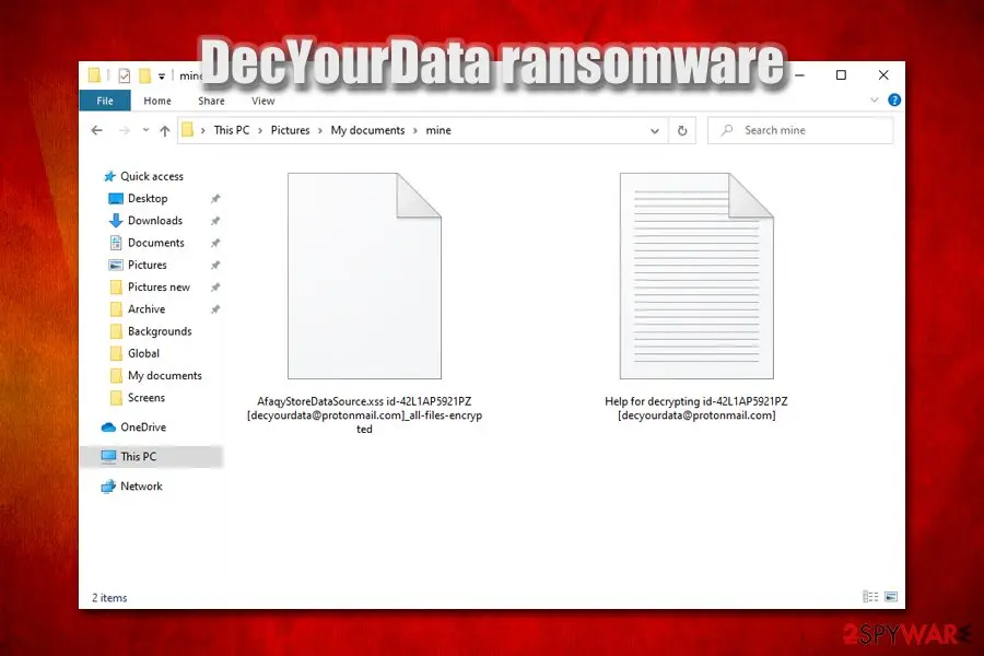 DecYourData ransomware: encrypted files