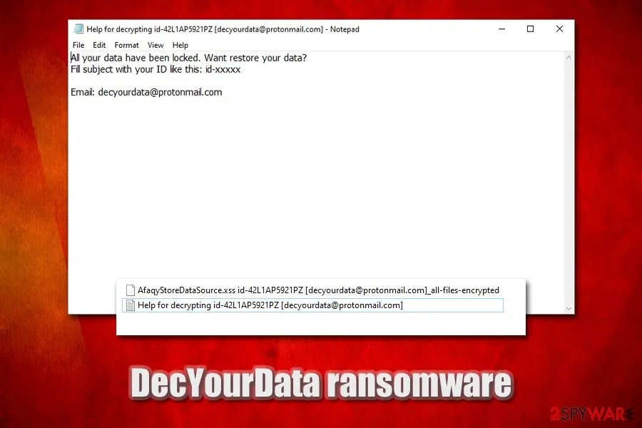 DecYourData ransomware: virs file locking