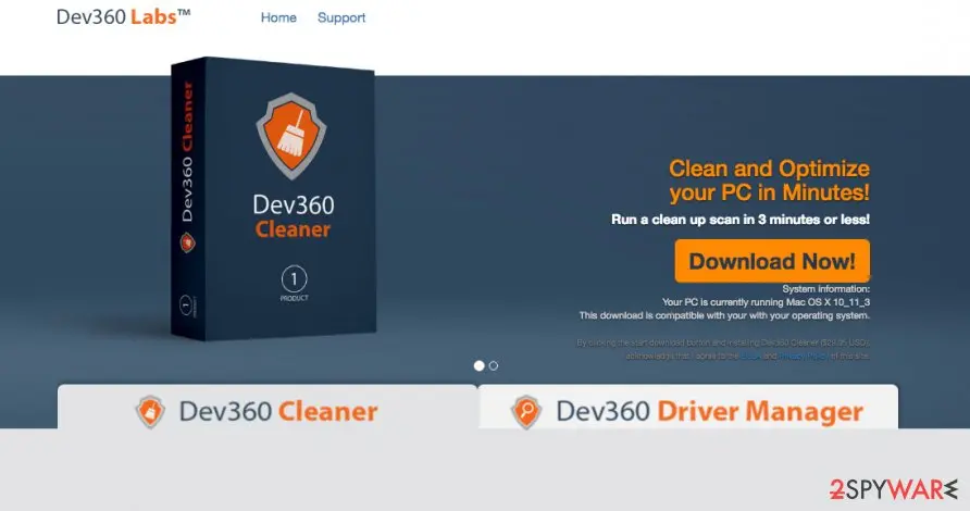 Dev360 Cleaner: download website screenshot