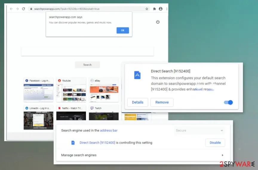 Searchpowerapp.com: direct search pup