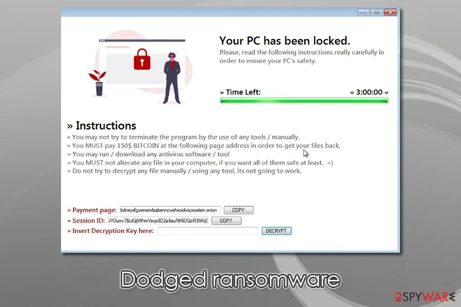Dodged ransomware: file locking virus