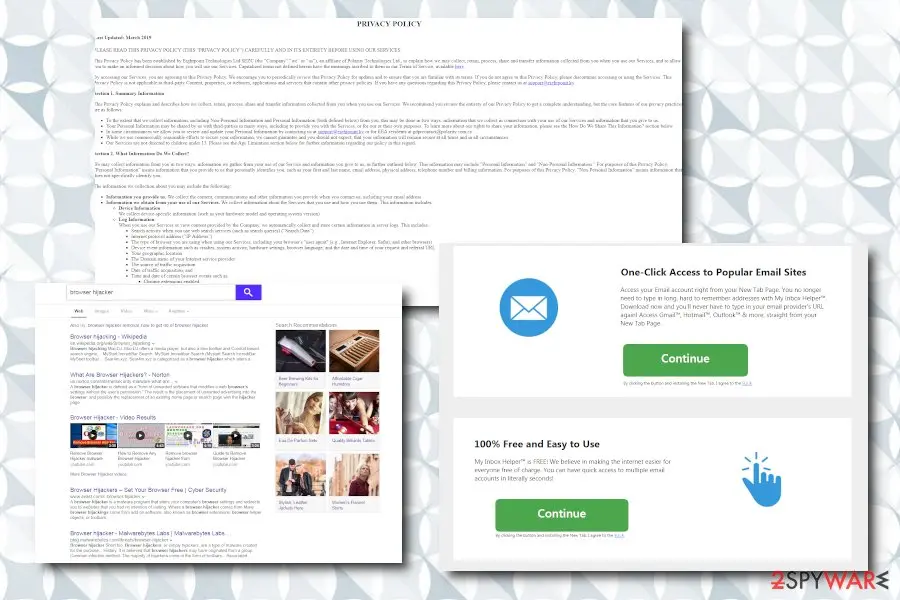 Screenshot of Downloadmyinboxhelper: hijacks browser