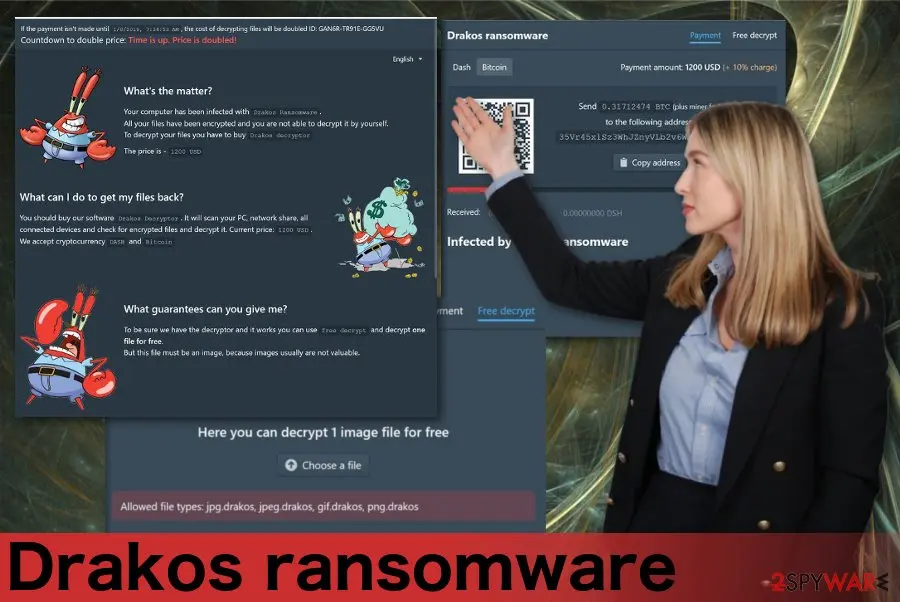 Screenshot of Drakos ransomware: virus