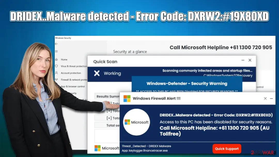 DRIDEX..Malware detected – Error Code: DXRW2:#19X80XD: dridex malware detected error code dxrw2 19x80xd scam virus