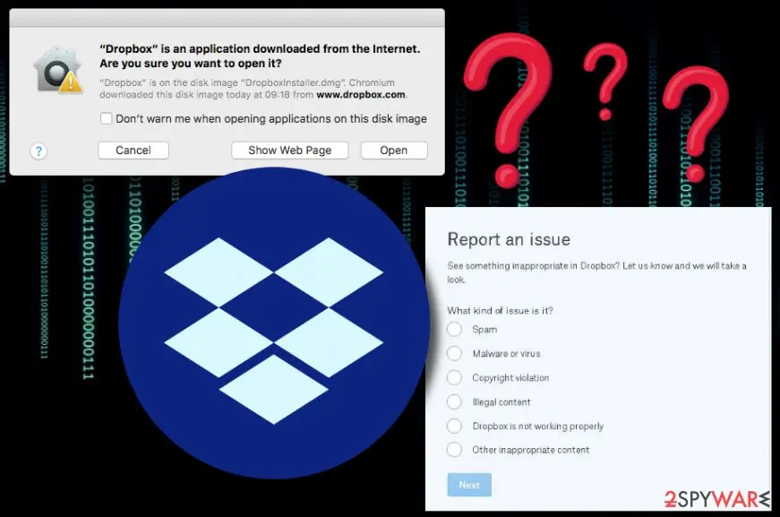 Screenshot of Dropbox virus: screenshot