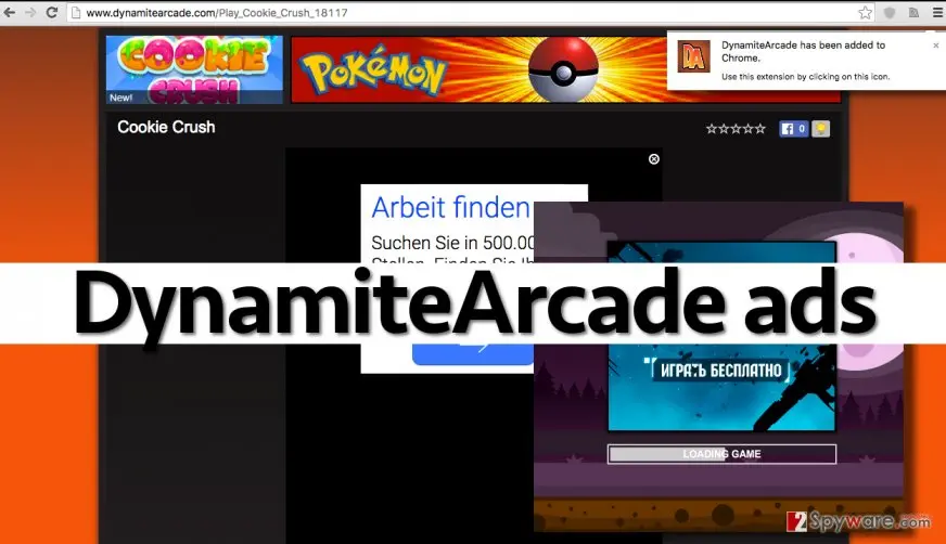 Screenshot of DynamiteArcade ads: screenshot