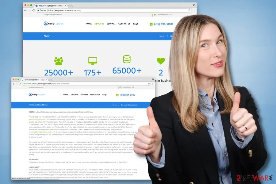 Screenshot of Easysupport.com: easysupport virus