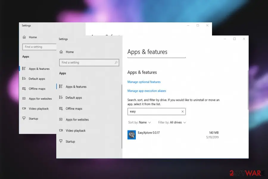 Screenshot of EasyXplore: virus removal