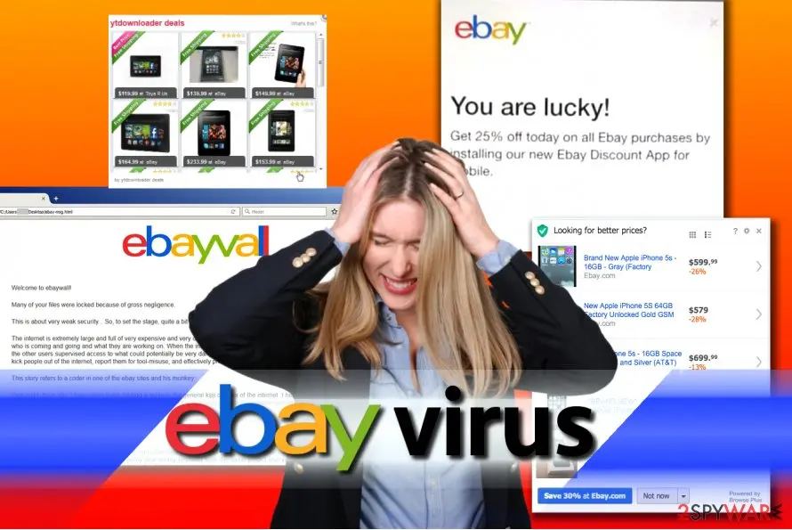 Screenshot of eBay virus: examples
