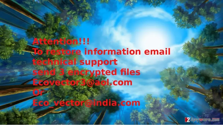 Ecovector ransomware virus: screenshot