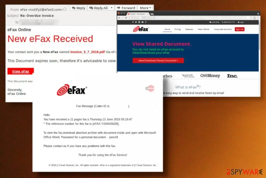 eFax email virus: screenshot