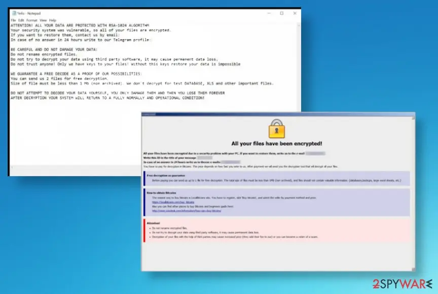 Screenshot of Eight ransomware: virus