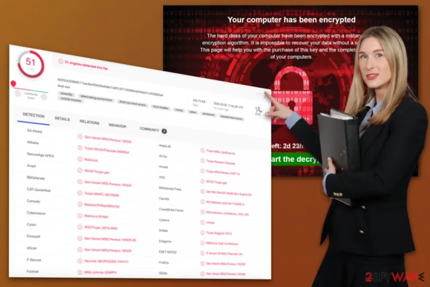 Screenshot of Ekati ransomware: virus
