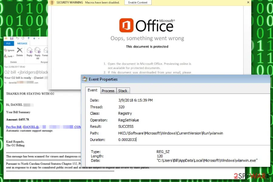 Screenshot of Emotet: banking trojan