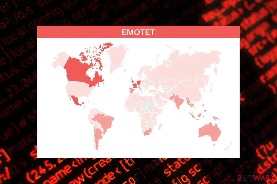 Emotet: prevalence around the world 2018
