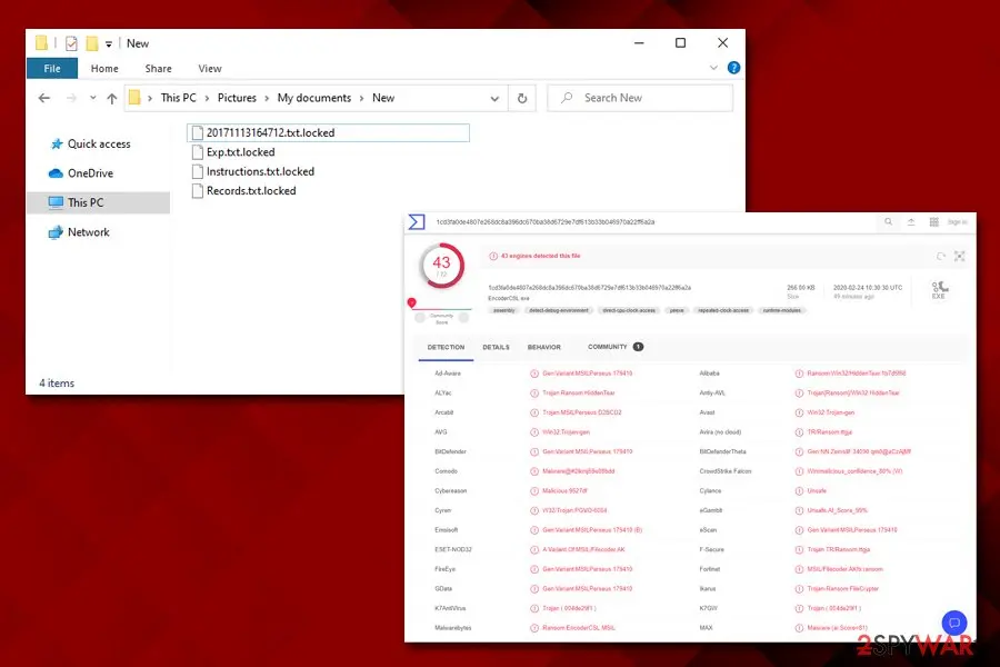 EncoderCSL ransomware: detection locked files
