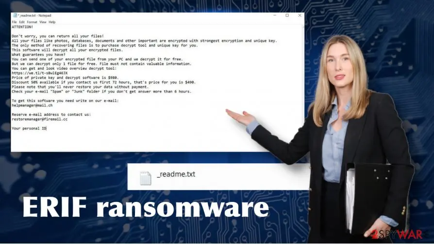 Screenshot of Erif: ransomware virus