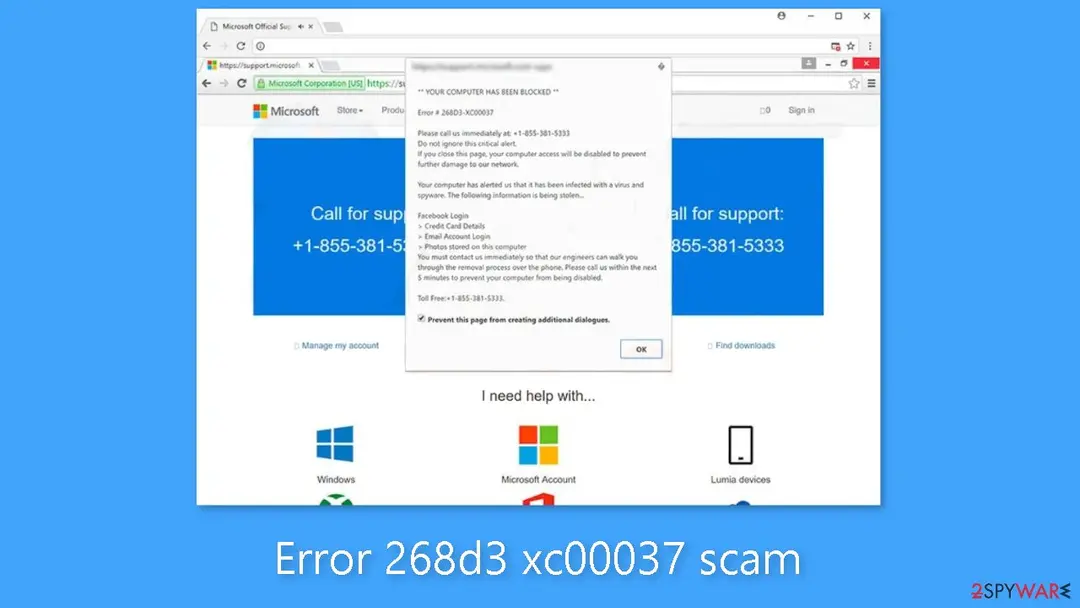 Error 268d3 xc00037: scam