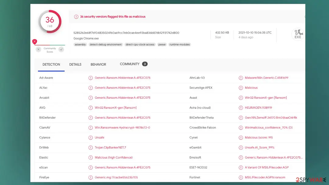 Screenshot of EveRed ransomware: screenshot
