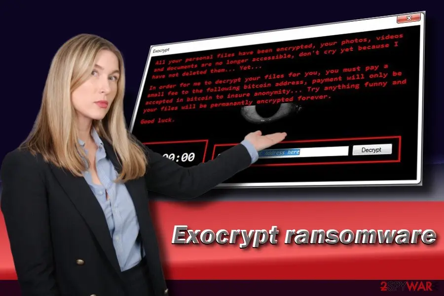 Screenshot of Exocrypt ransomware: virus