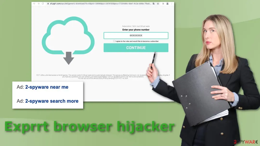 Screenshot of Exprrt: browser hijacker