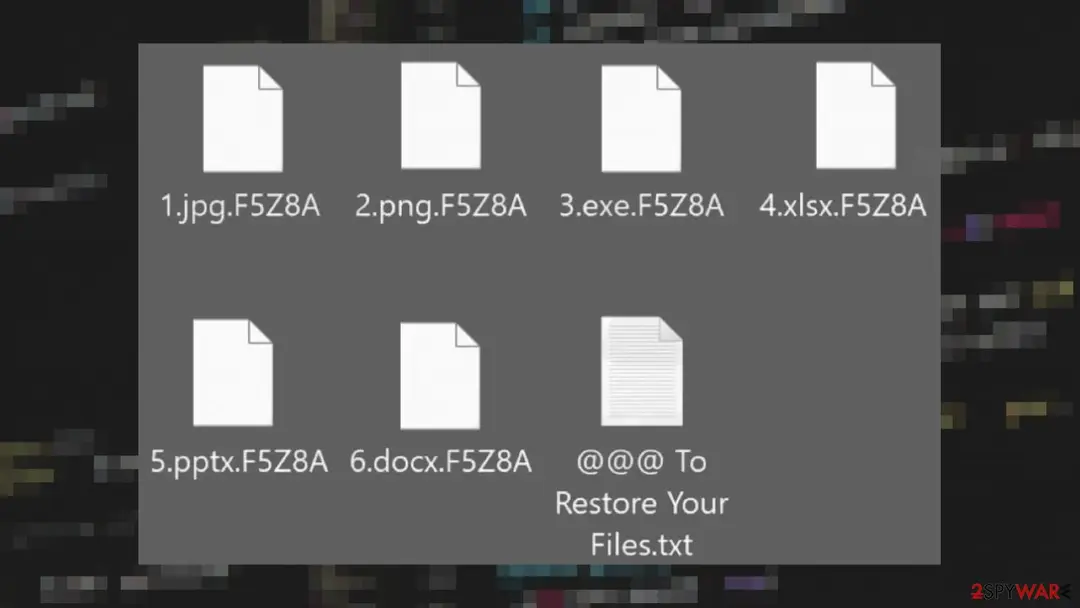 Screenshot of F5Z8A ransomware: screenshot