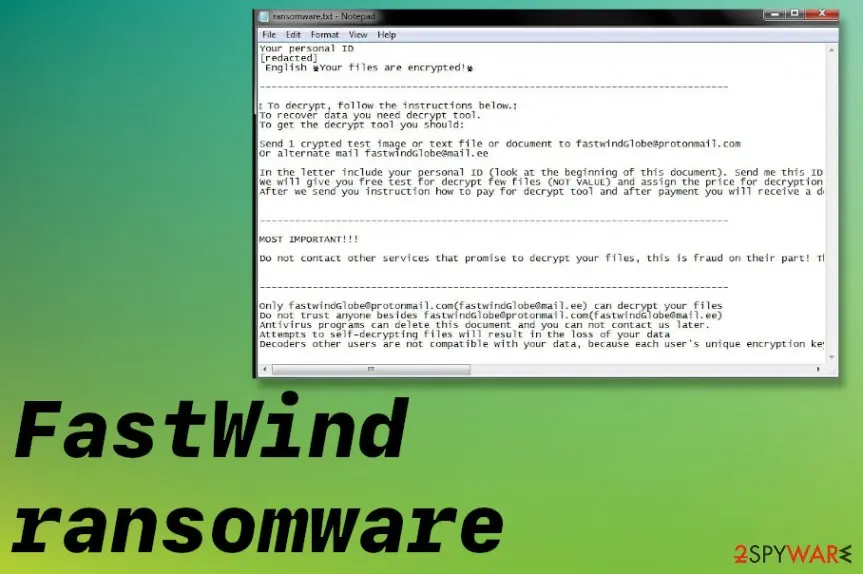 Screenshot of FastWind ransomware: virus