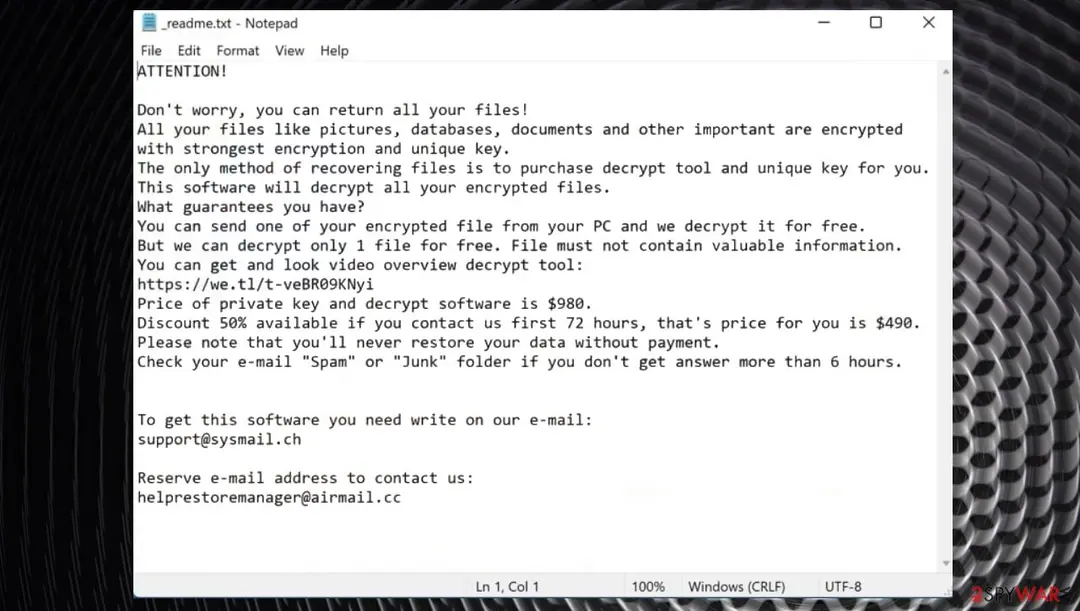 Screenshot of Fgui ransomware: virus