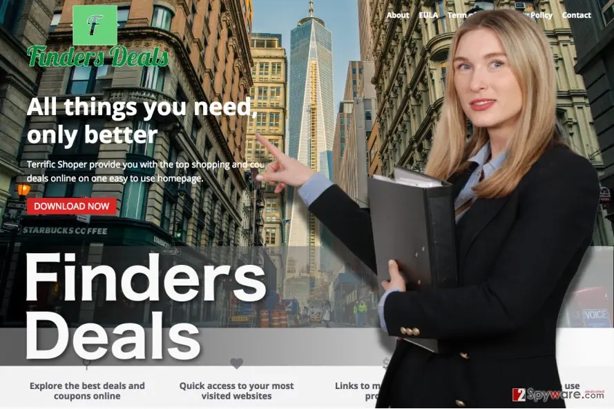 Finders Deals ads: adware screenshot