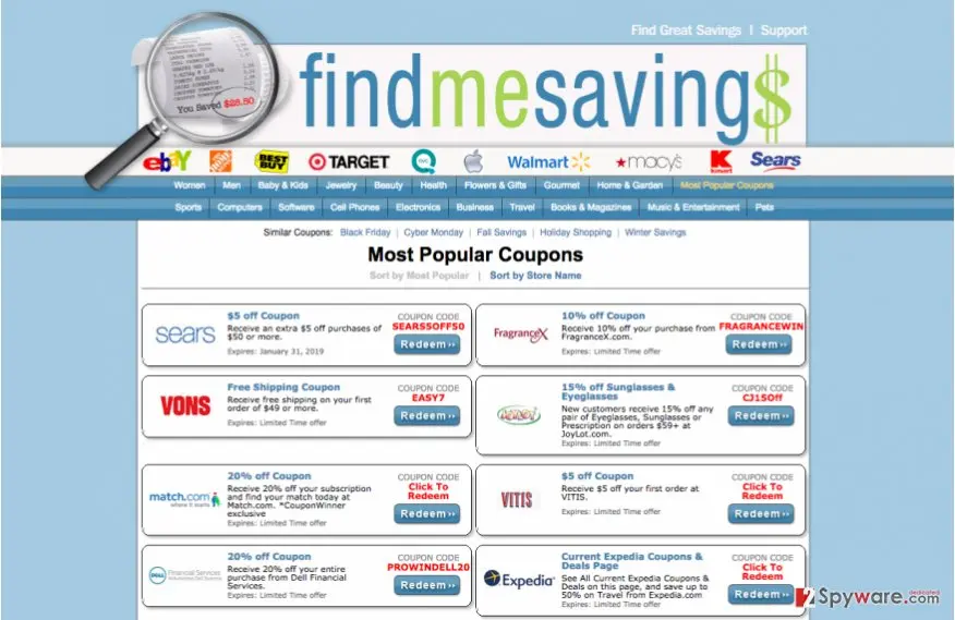 Find Me Savings: findmesavings adware virus illustration