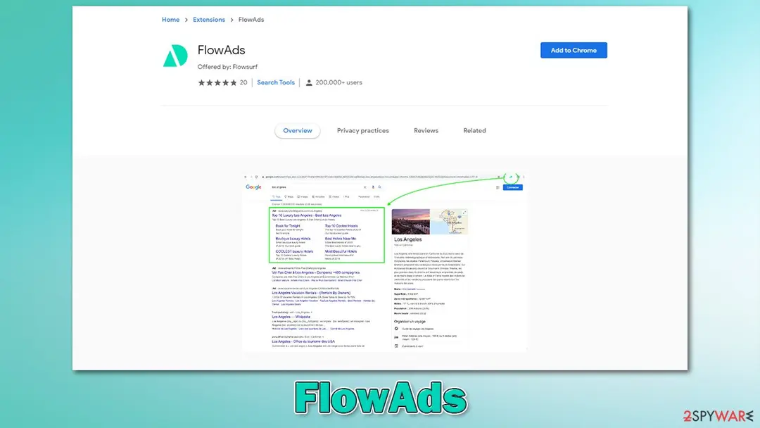 Screenshot of FlowAds: browser hijacker