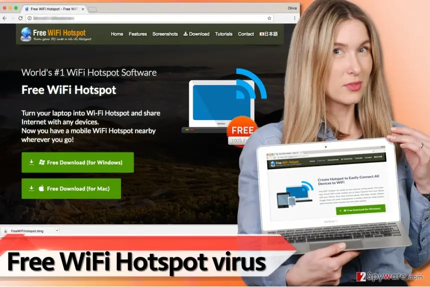 Free WiFi Hotspot virus: screenshot