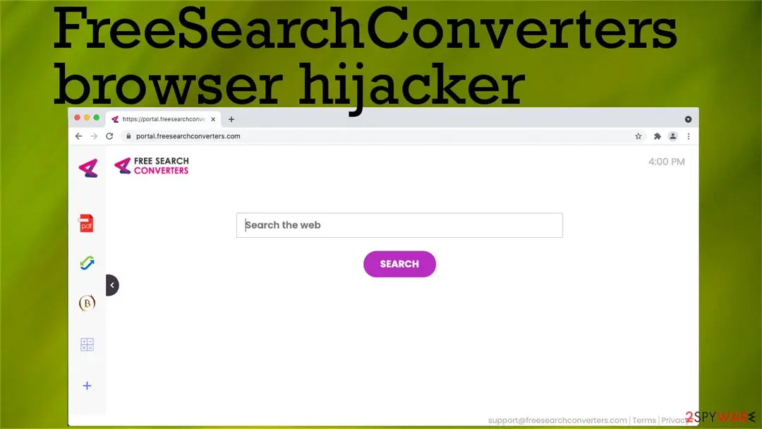 Screenshot of FreeSearchConverters: browser hijacker