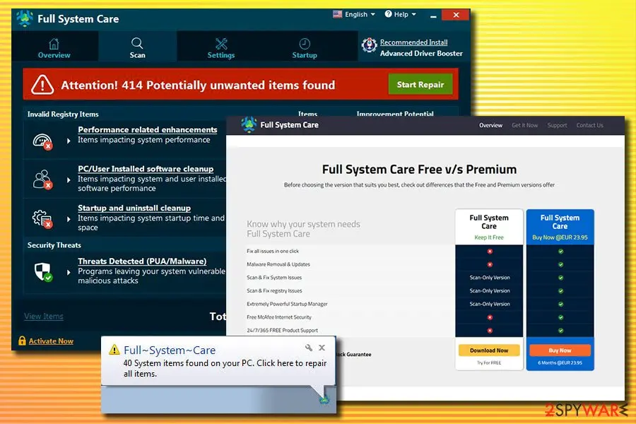 Full System Care: reports hundreds of fake issues