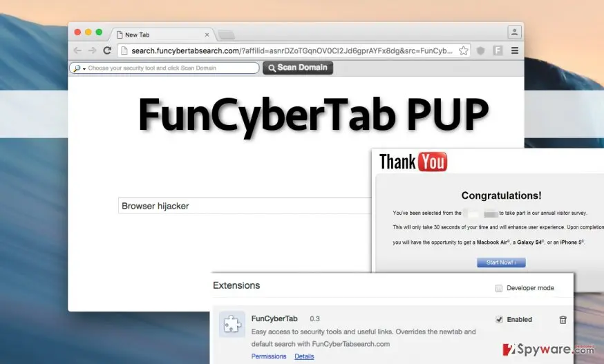 FunCyberTab ads: funcybertab redirect virus