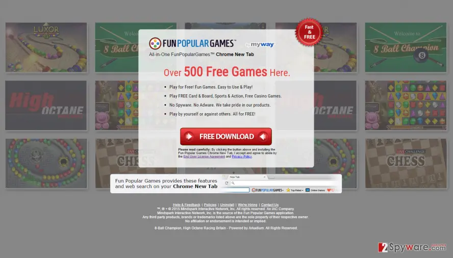Screenshot of FunPopularGames Toolbar: funpopulargames