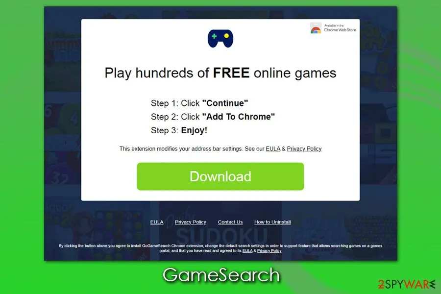 GameSearch: ads search hijacking extension