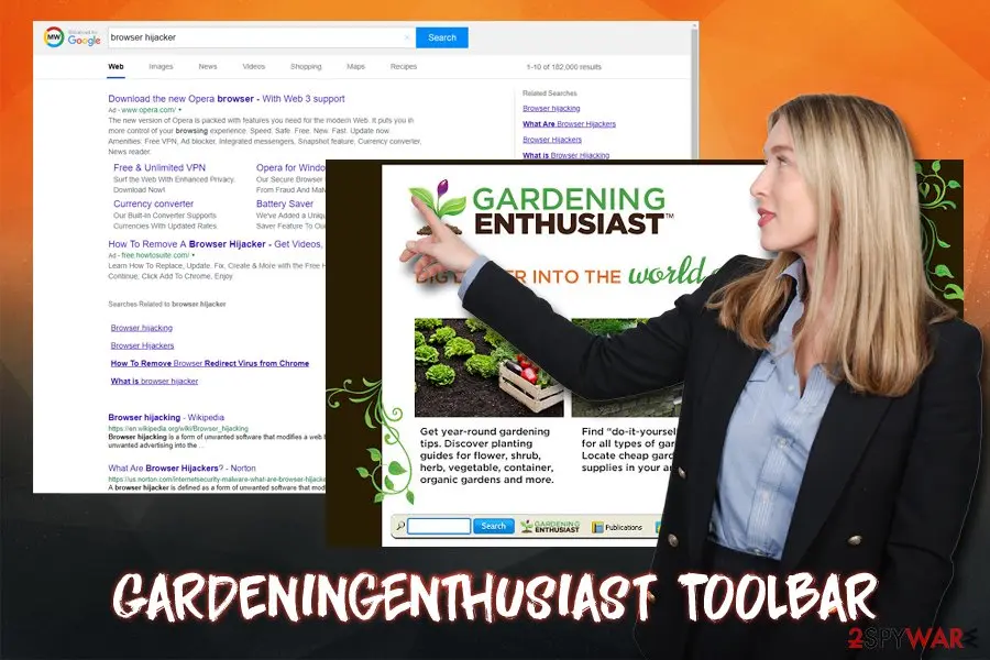 GardeningEnthusiast Toolbar: browser hijacker ads popups changed browser settings