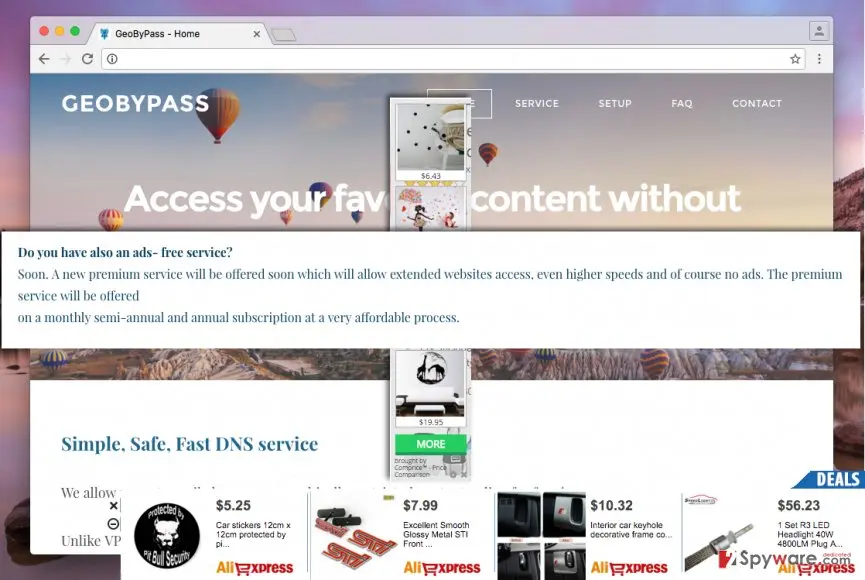 Screenshot of GeoByPass ads: screenshot
