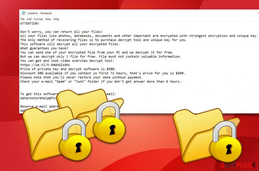 Screenshot of GESD ransomware: screenshot