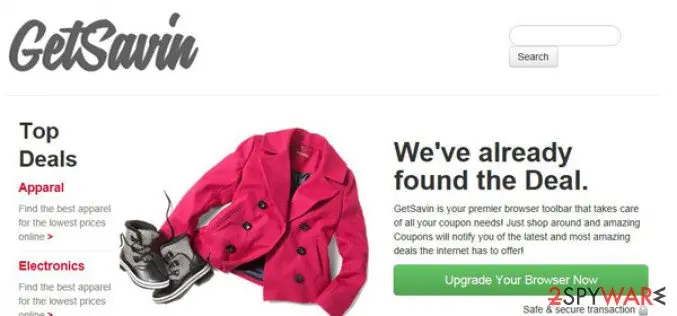 Screenshot of GetSavin: screenshot