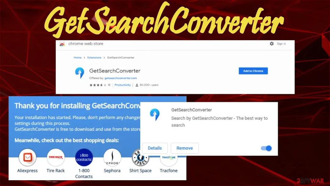 Screenshot of GetSearchConverter: browser hijacker