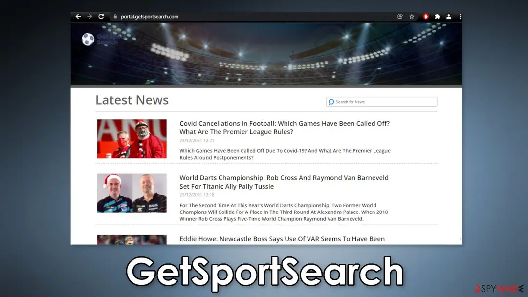 Screenshot of GetSportSearch: screenshot