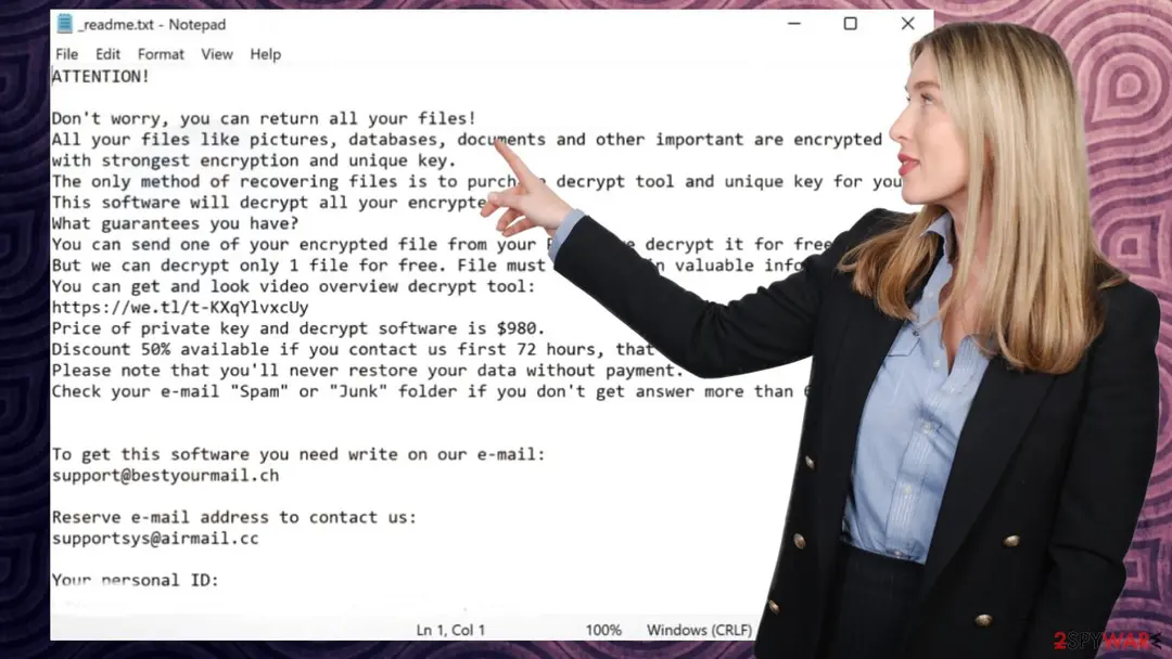 Screenshot of Ggew ransomware: virus