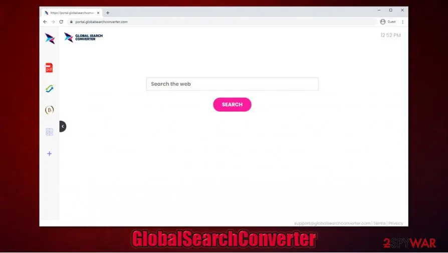 Screenshot of GlobalSearchConverter: browser hijacker